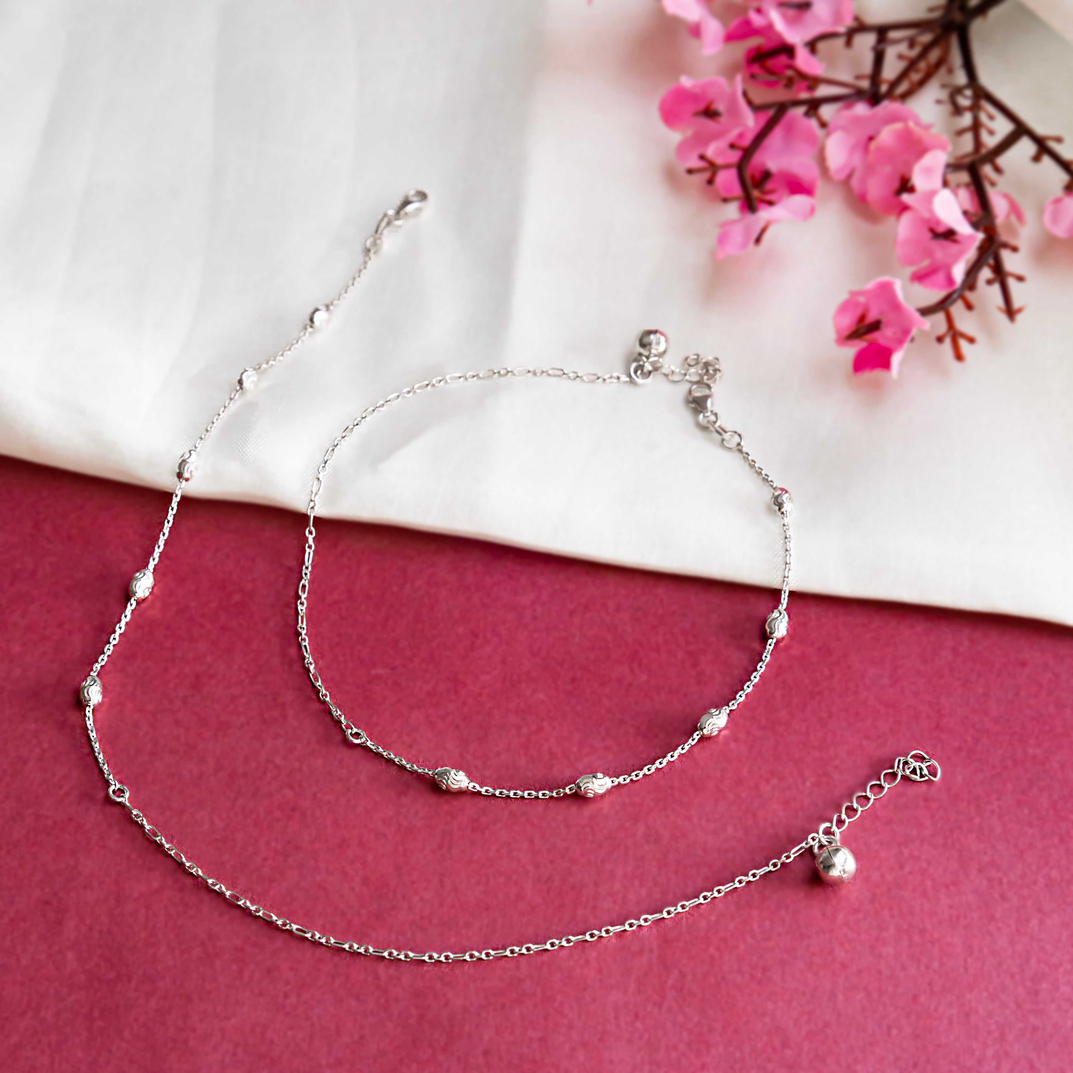 Silver Beaded Anklet