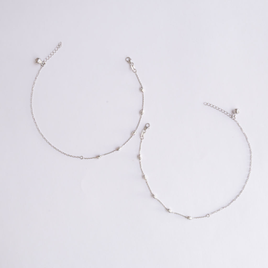 Silver Beaded Anklet