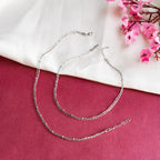 Double Layered Silver Beaded Anklet