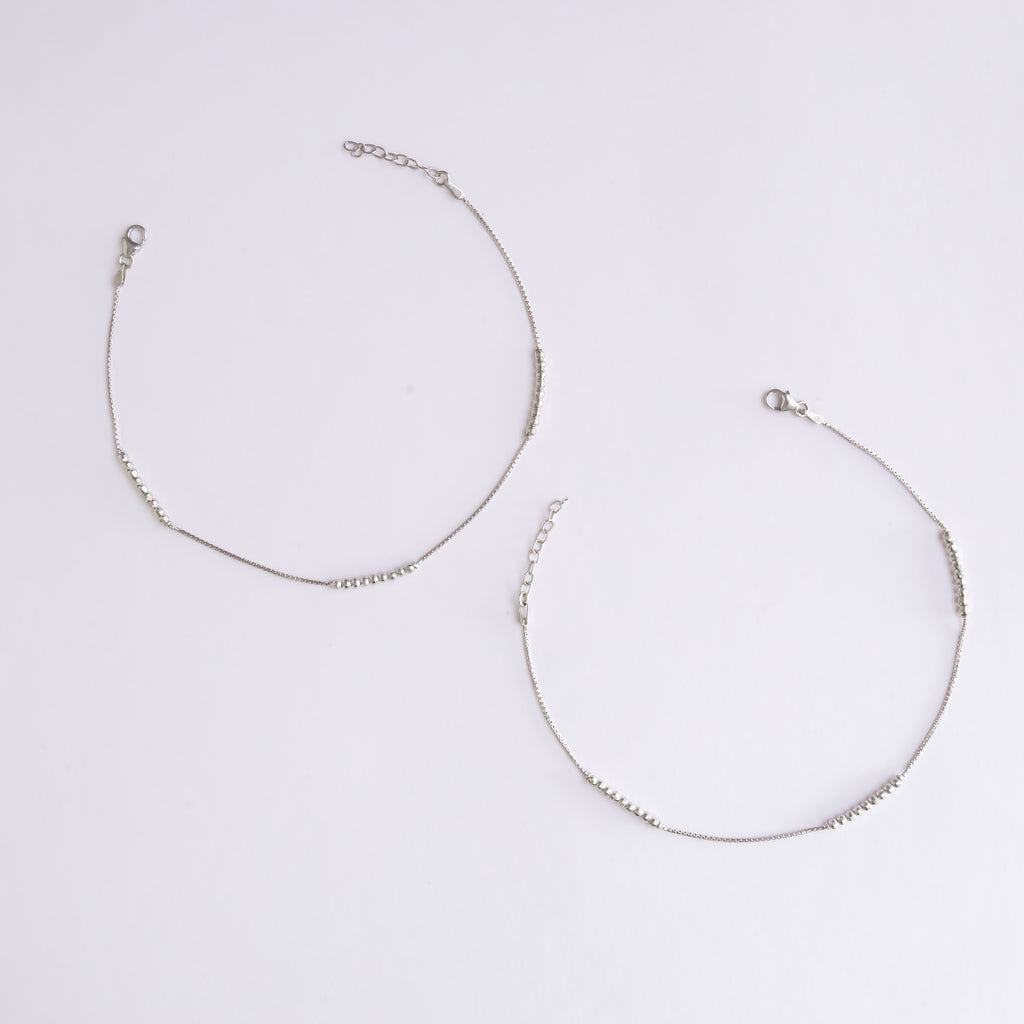 Delicate Moti Silver Anklet