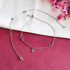 Delicate Four Leaf Clover Silver Anklet