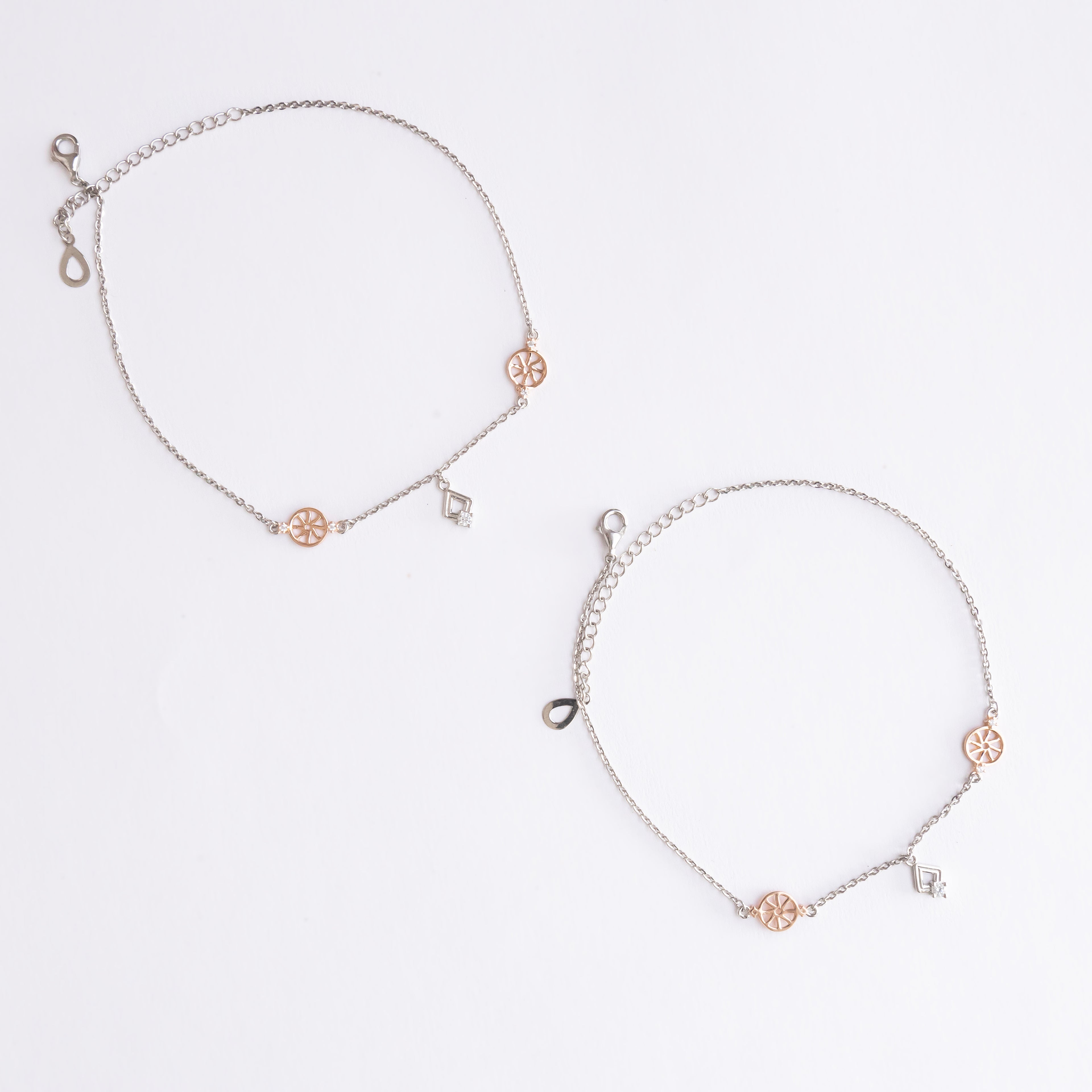 Rose gold Silver Wheel Anklet