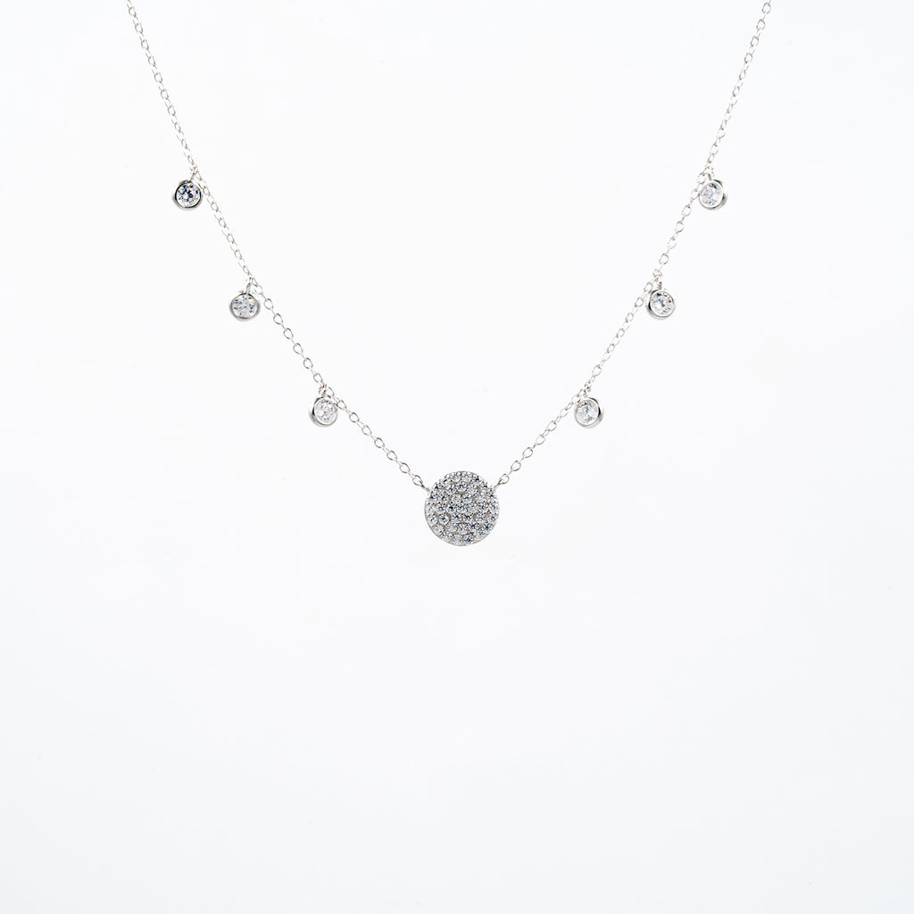 Silver Single Strand Crystal Necklace