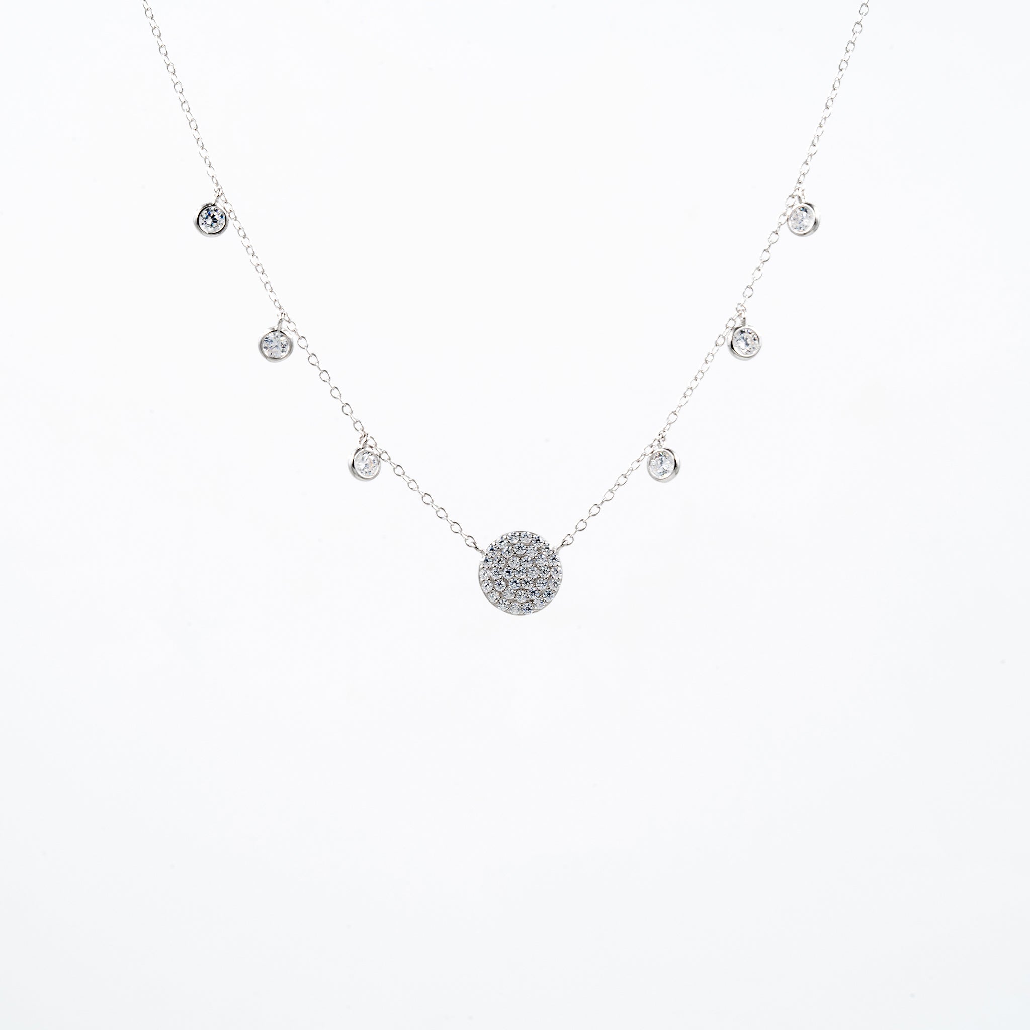 Silver Single Strand Crystal Necklace