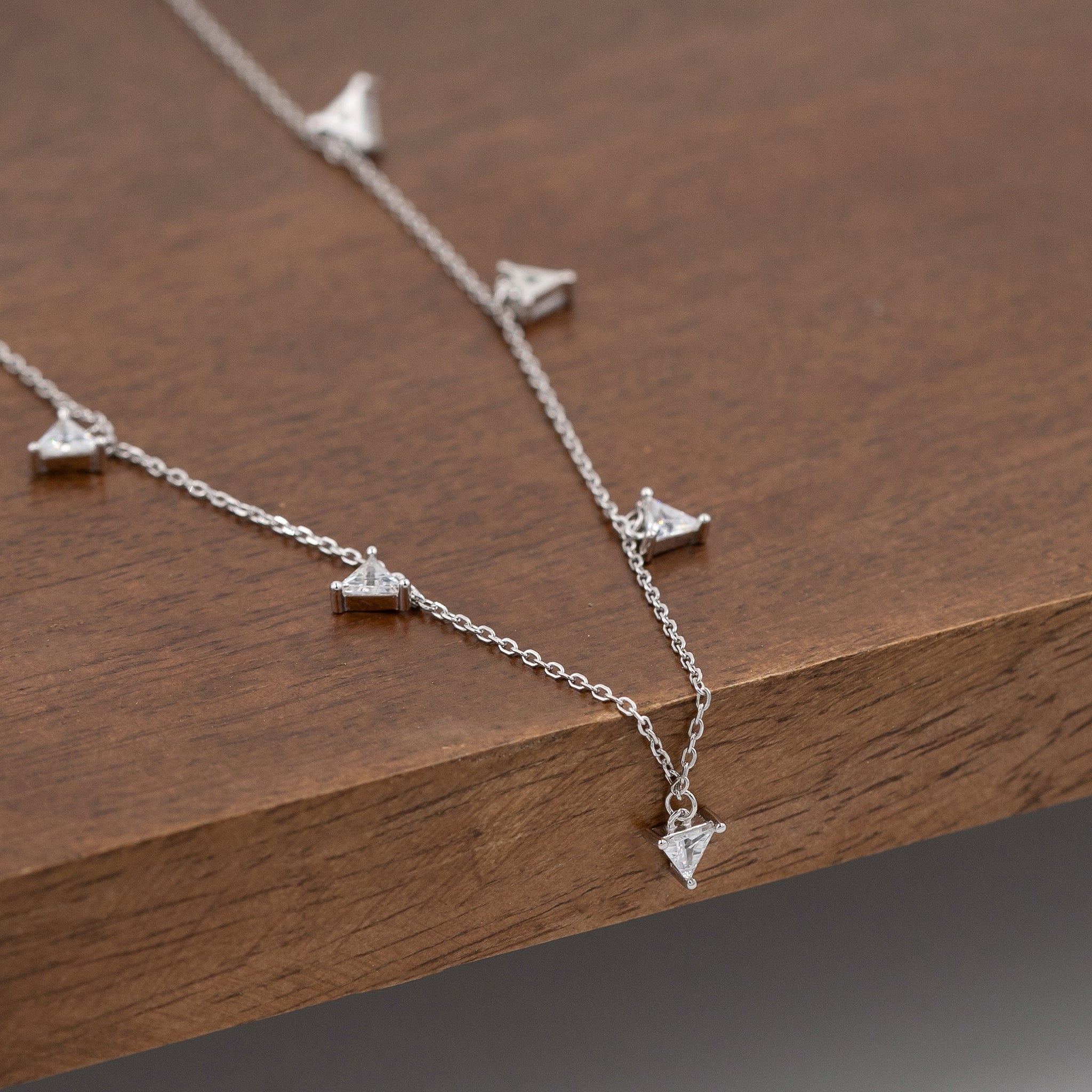 Silver Chic Crystal Drop Necklace