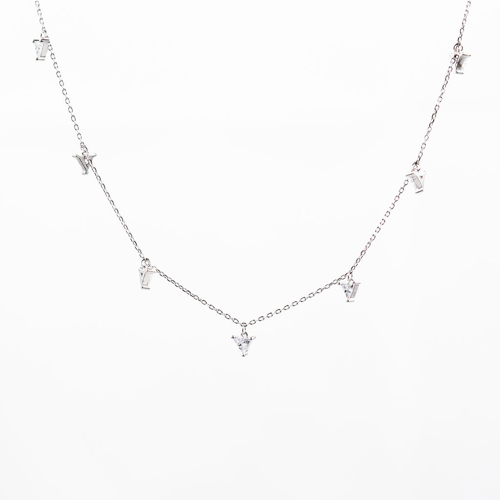 Silver Chic Crystal Drop Necklace