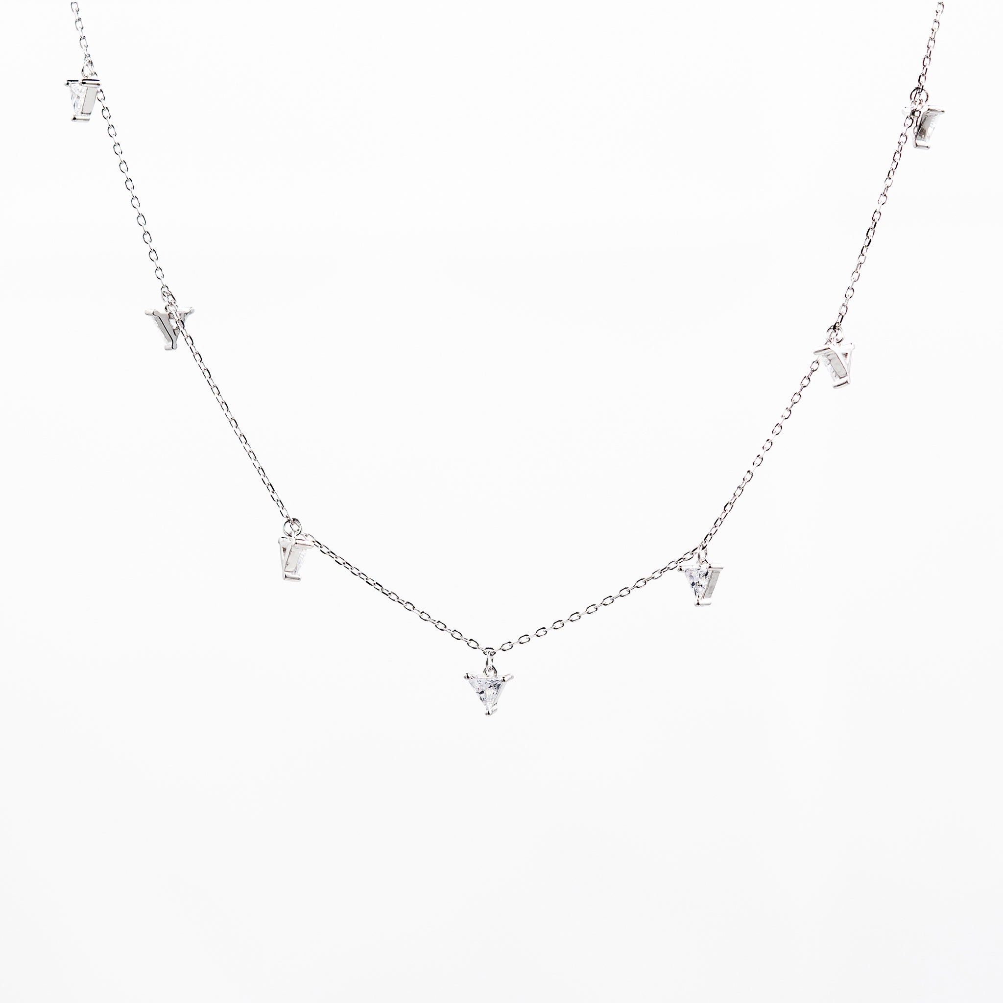 Silver Chic Crystal Drop Necklace