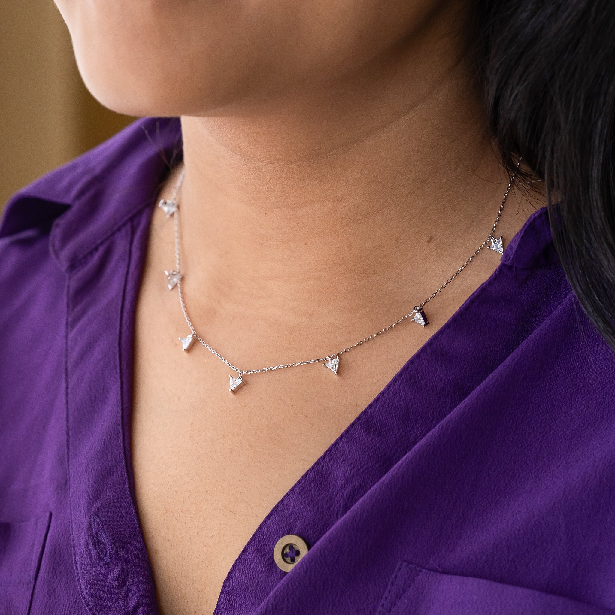 Silver Chic Crystal Drop Necklace