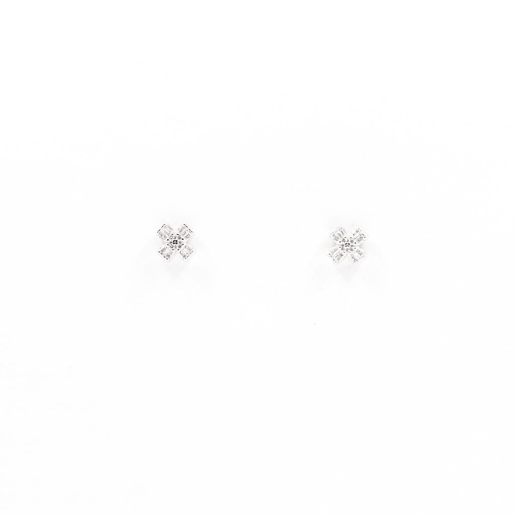 Silver White Floral Charm Jewelry Set
