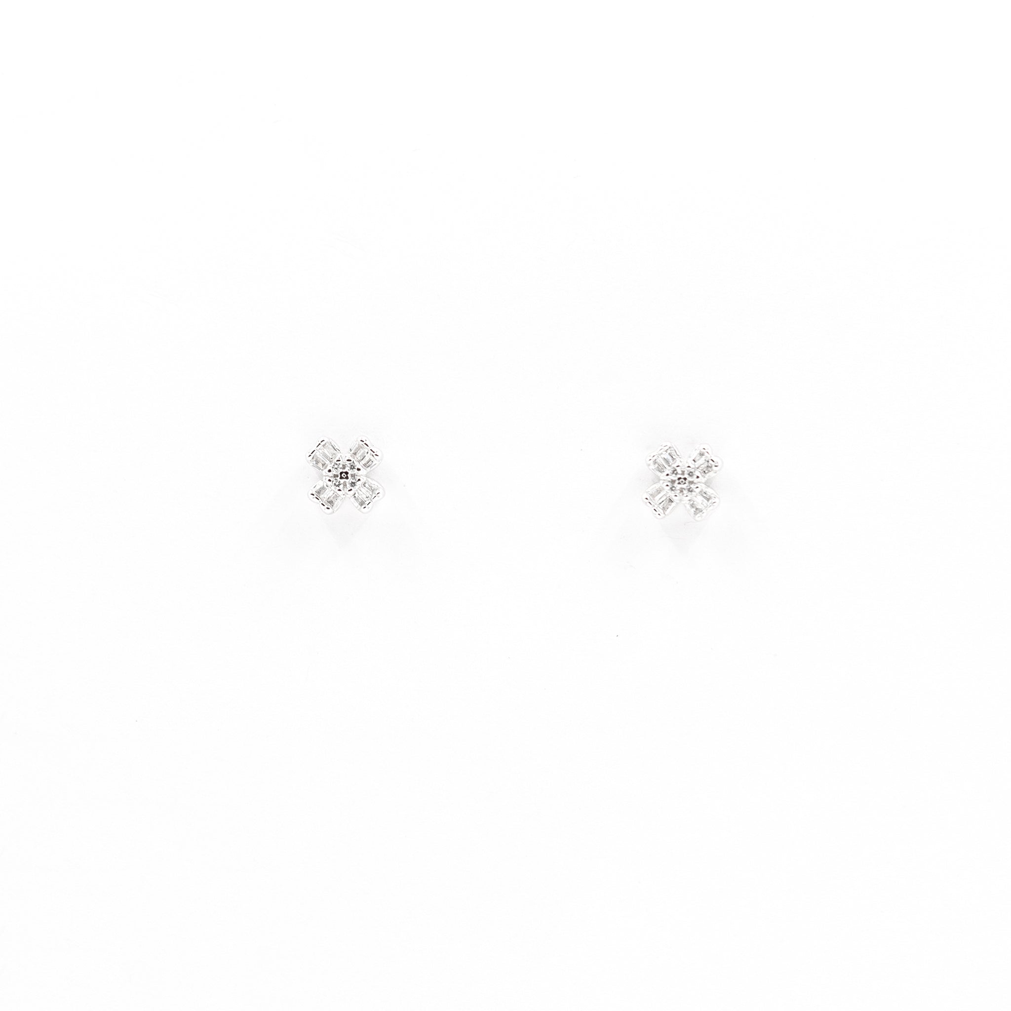 Silver White Floral Charm Jewelry Set