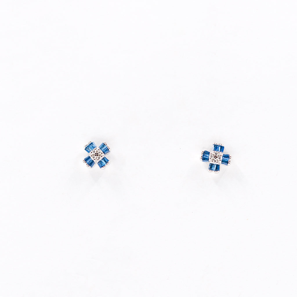 Silver Blue Floral Charm Jewelry Set