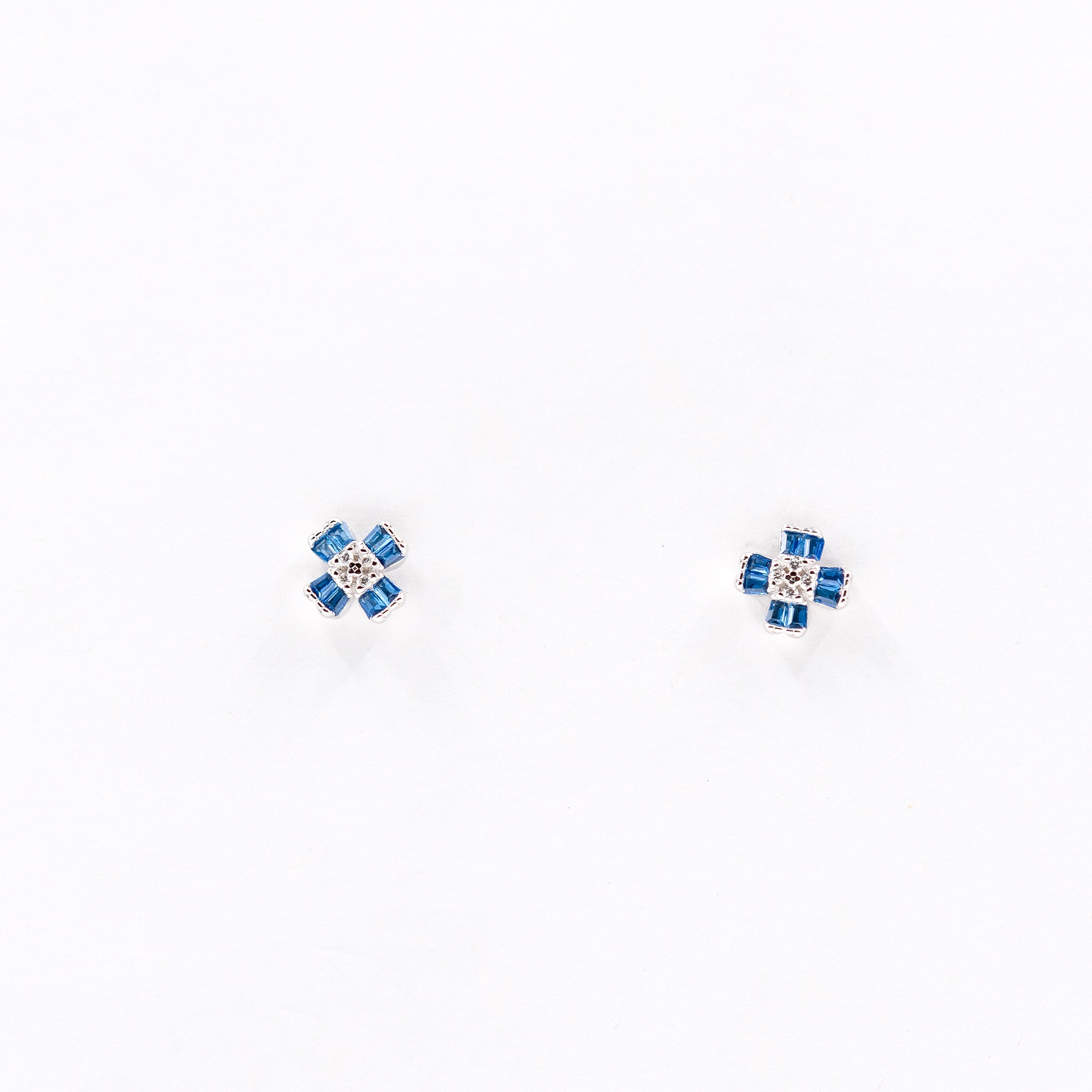 Silver Blue Floral Charm Jewelry Set