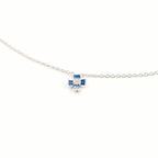 Silver Blue Floral Charm Jewelry Set