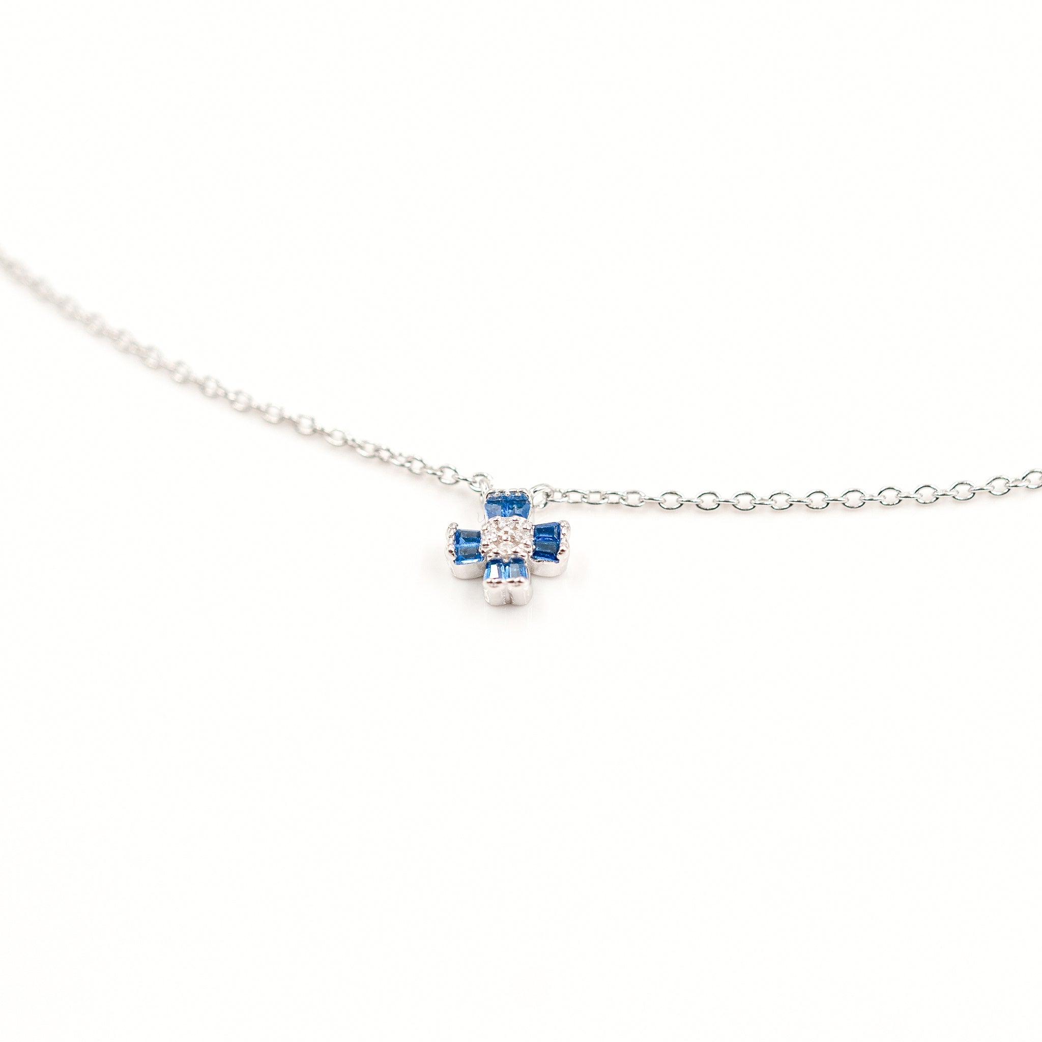 Silver Blue Floral Charm Jewelry Set