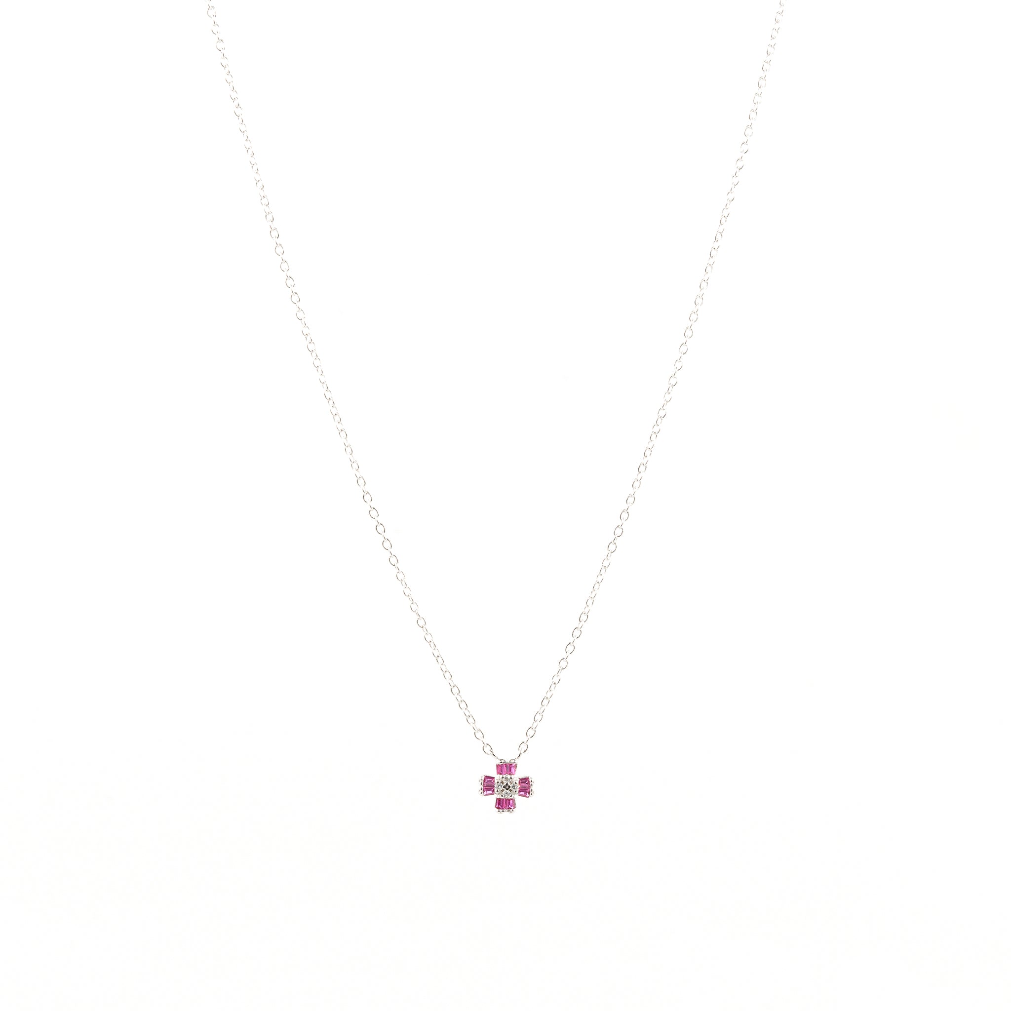 Silver Pink Floral Charm Jewelry Set