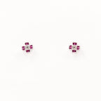 Silver Pink Floral Charm Jewelry Set