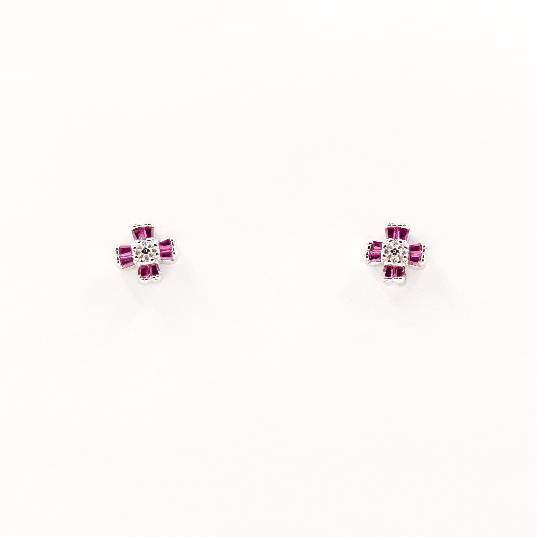 Silver Pink Floral Charm Jewelry Set