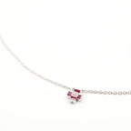 Silver Pink Floral Charm Jewelry Set