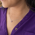 Silver Pink Floral Charm Jewelry Set