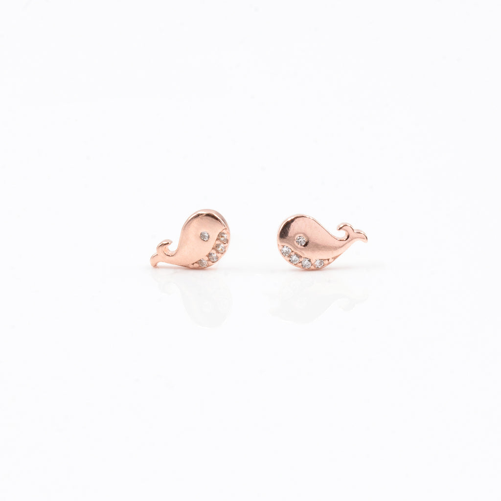Rose Gold Delicate Dolphin Dinky Earrings
