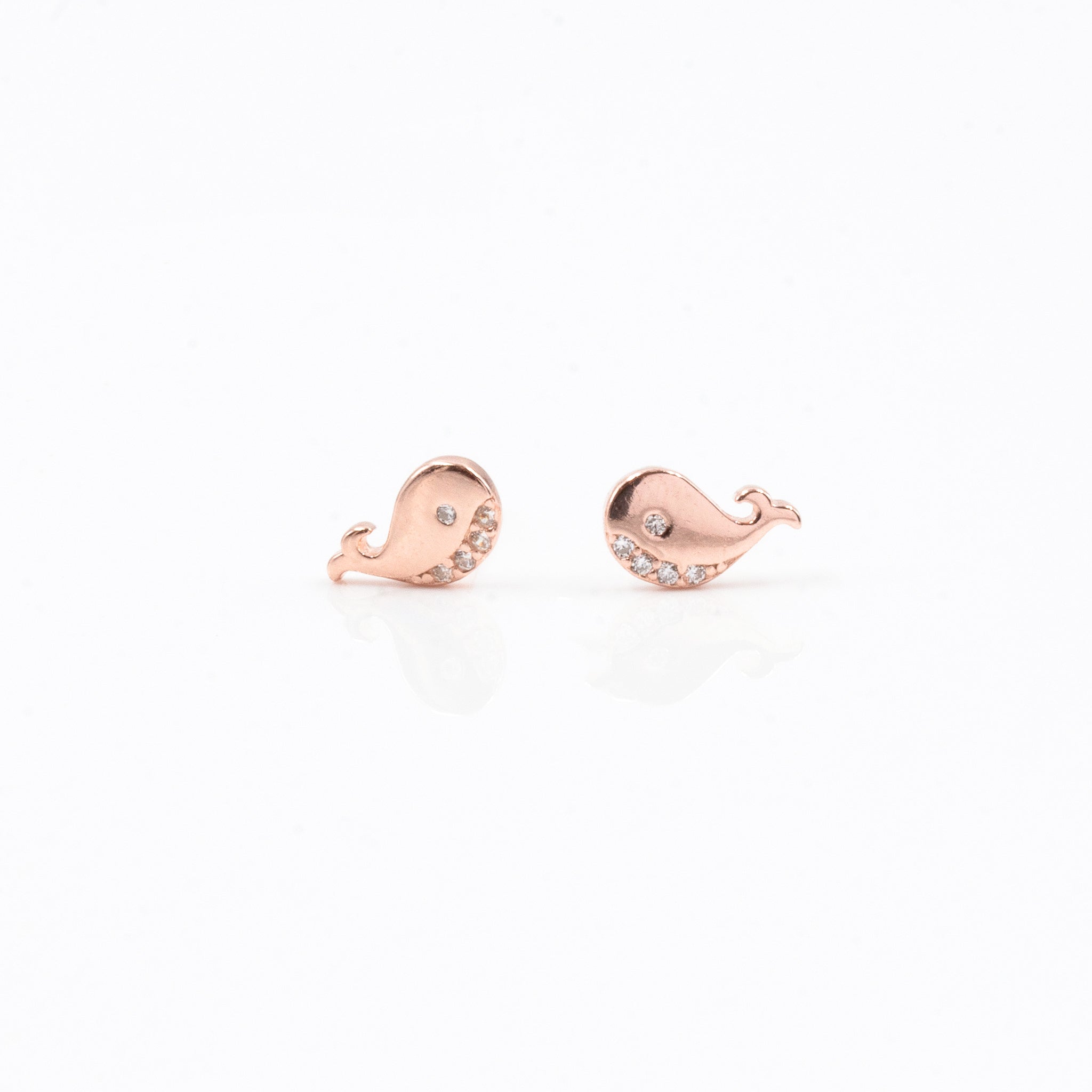 Rose Gold Delicate Dolphin Dinky Earrings