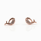 Rose Gold Dainty Dolphin Diamond Earrings