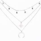 Silver Starry Moon Triple Layer Necklace