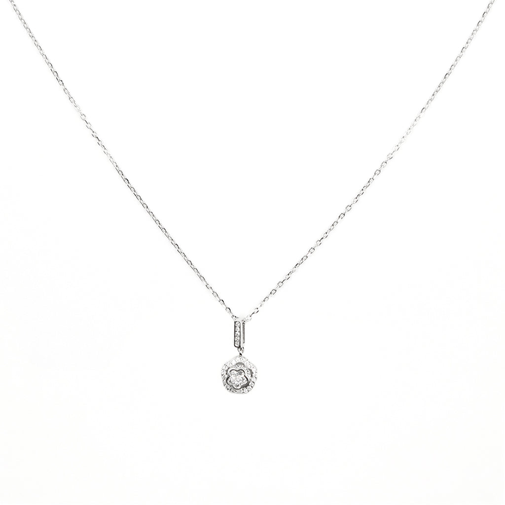 Silver Blossom Solitaire Necklace