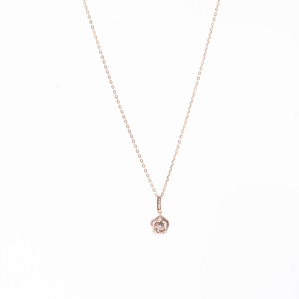 Rose Gold Blossom Solitaire Necklace