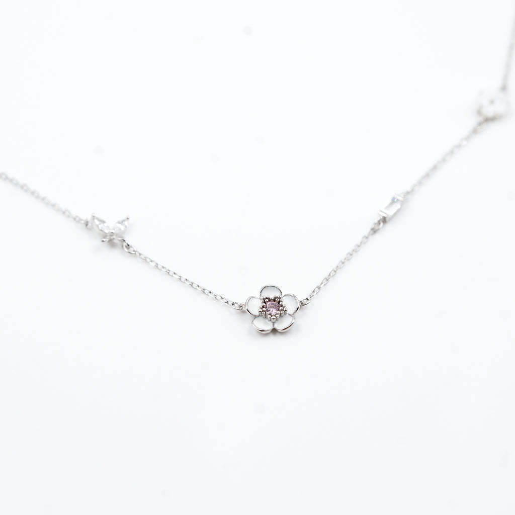 Silver Floral Fantasy Enamel Necklace