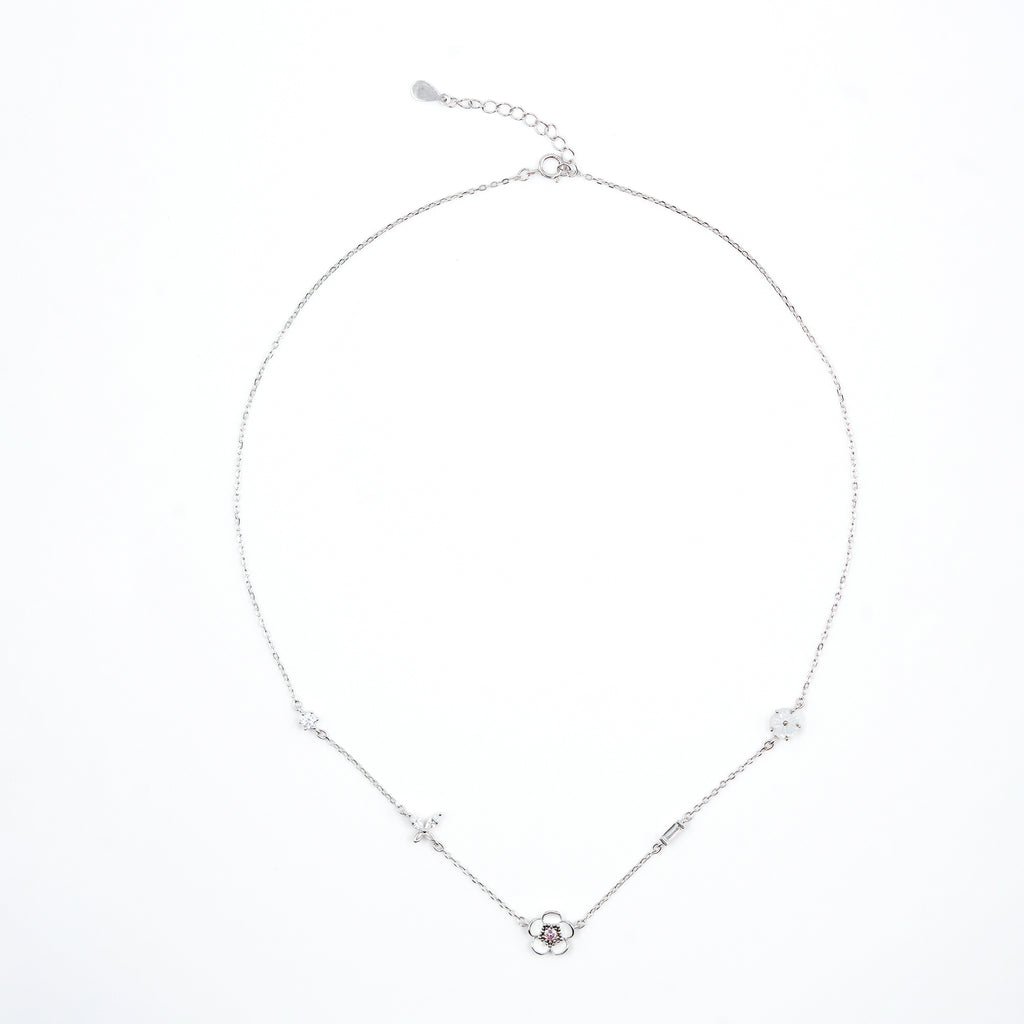 Silver Floral Fantasy Enamel Necklace