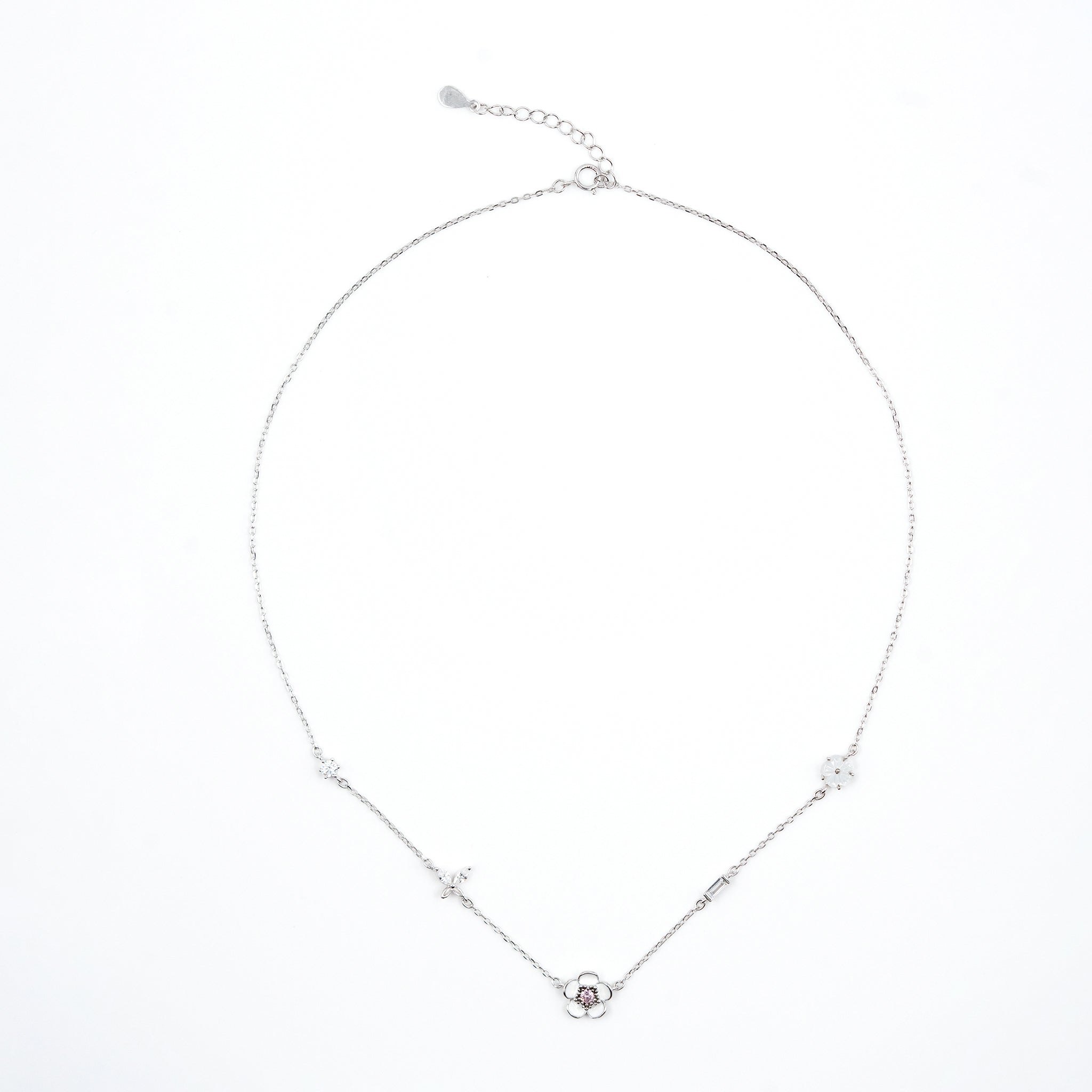 Silver Floral Fantasy Enamel Necklace