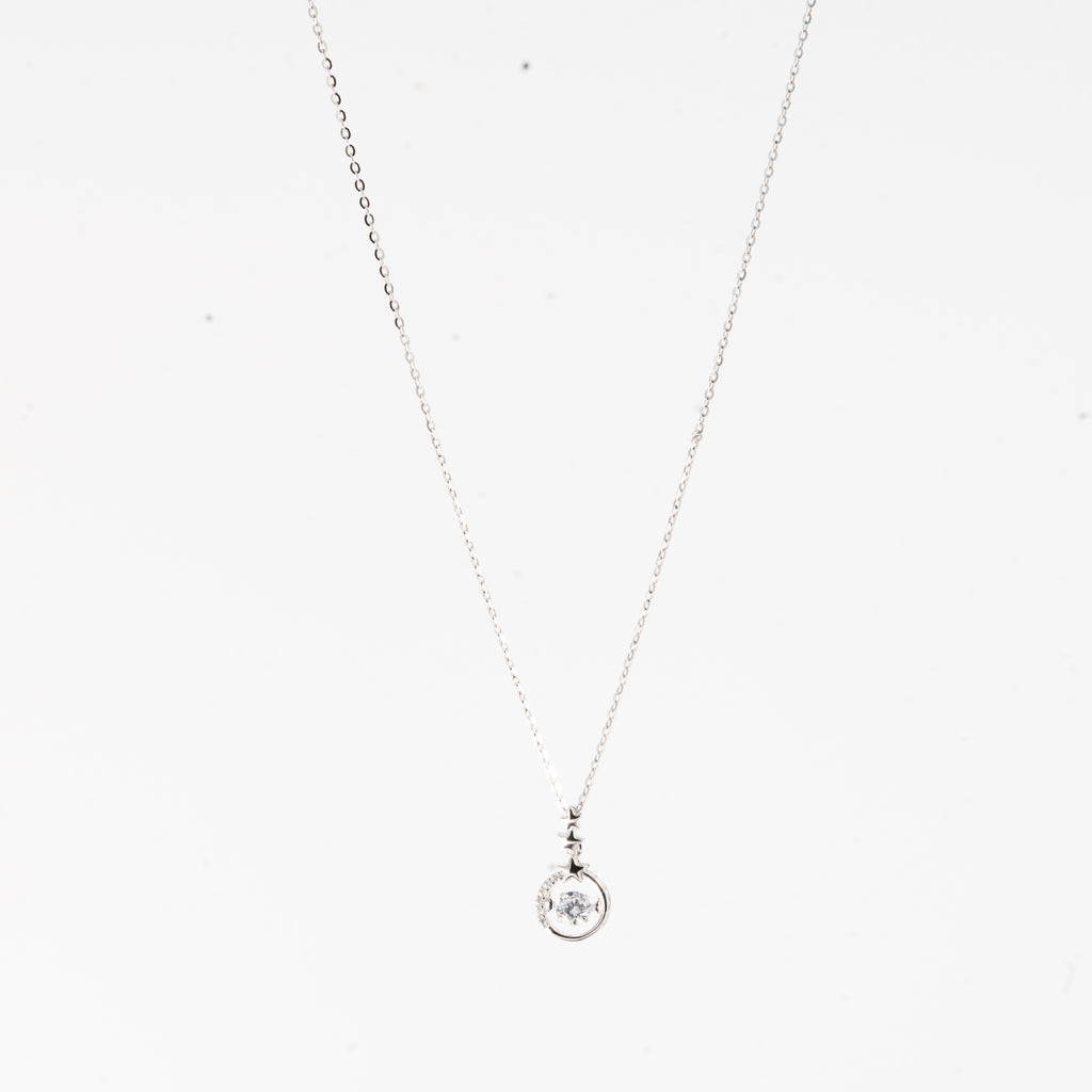 Silver Dazzling Diamond Circle Necklace