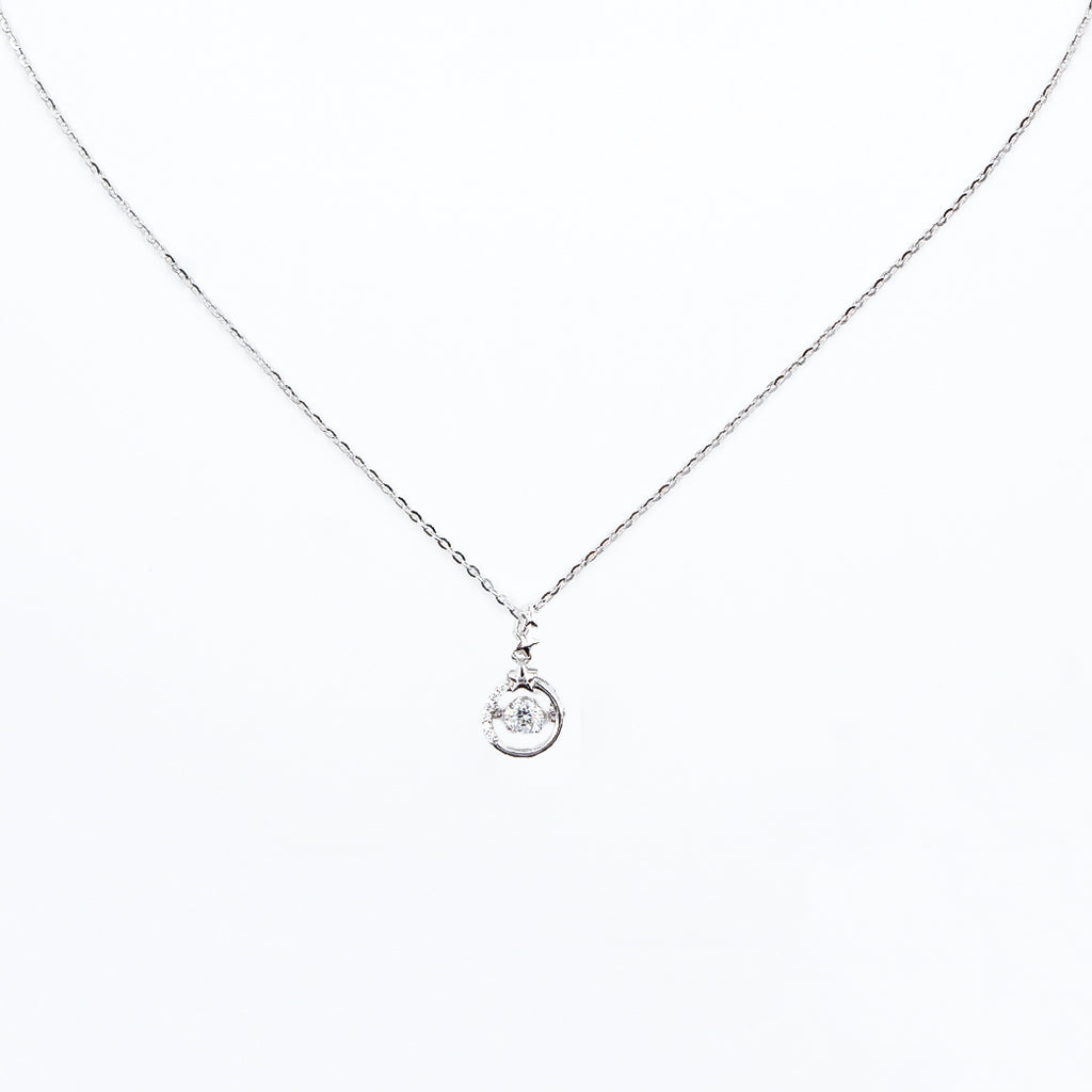 Silver Dazzling Diamond Circle Necklace