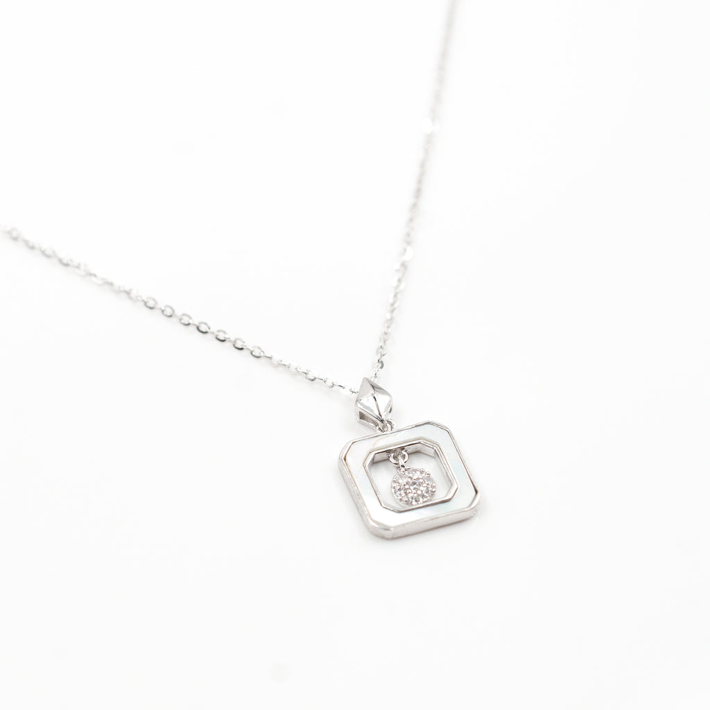 Silver Enamel Elegance Diamond Necklace