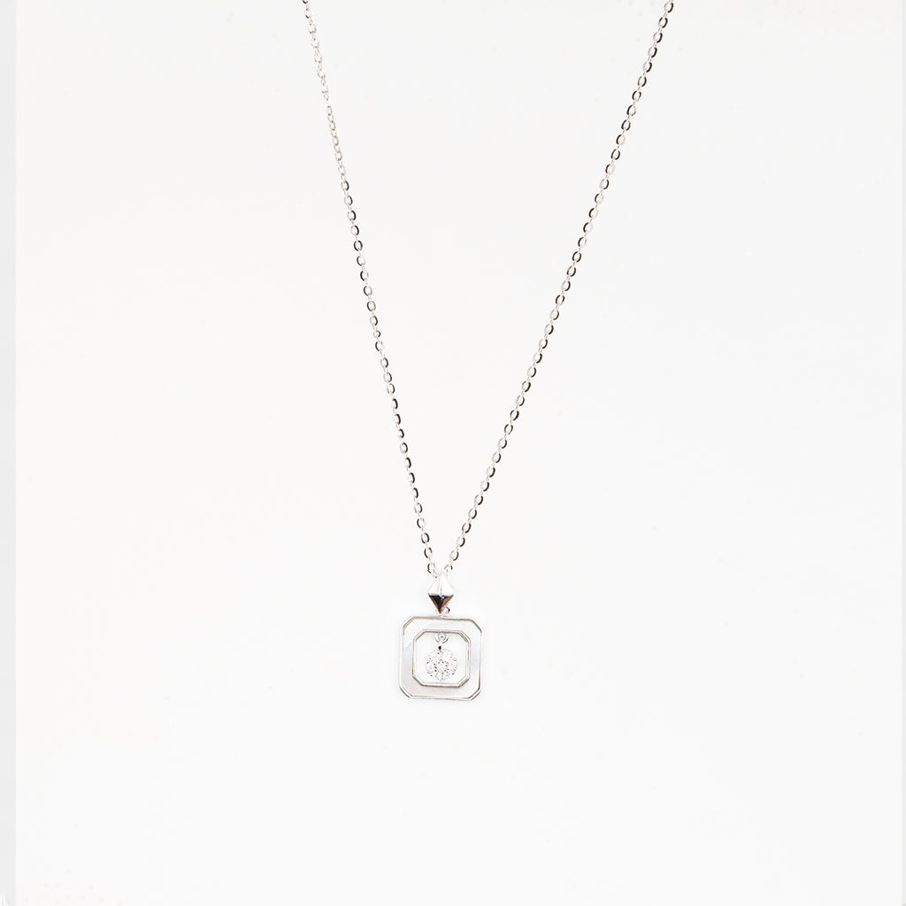 Silver Enamel Elegance Diamond Necklace
