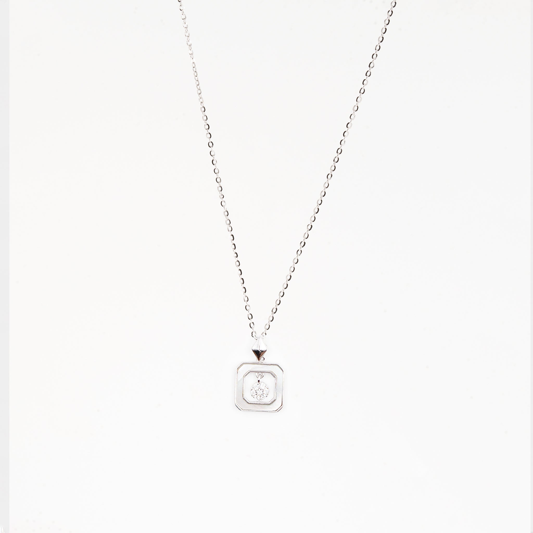 Silver Enamel Elegance Diamond Necklace