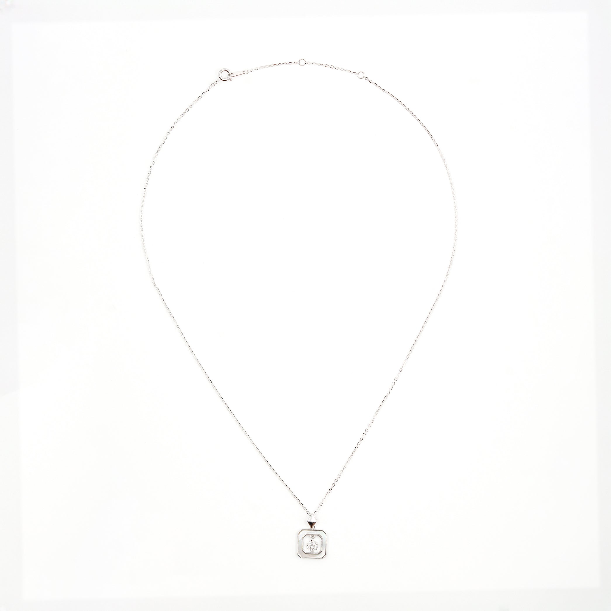 Silver Enamel Elegance Diamond Necklace
