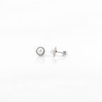 Silver Diamond Lined Pearl Earrings