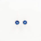 Silver Blue Crystal Hex Earrings