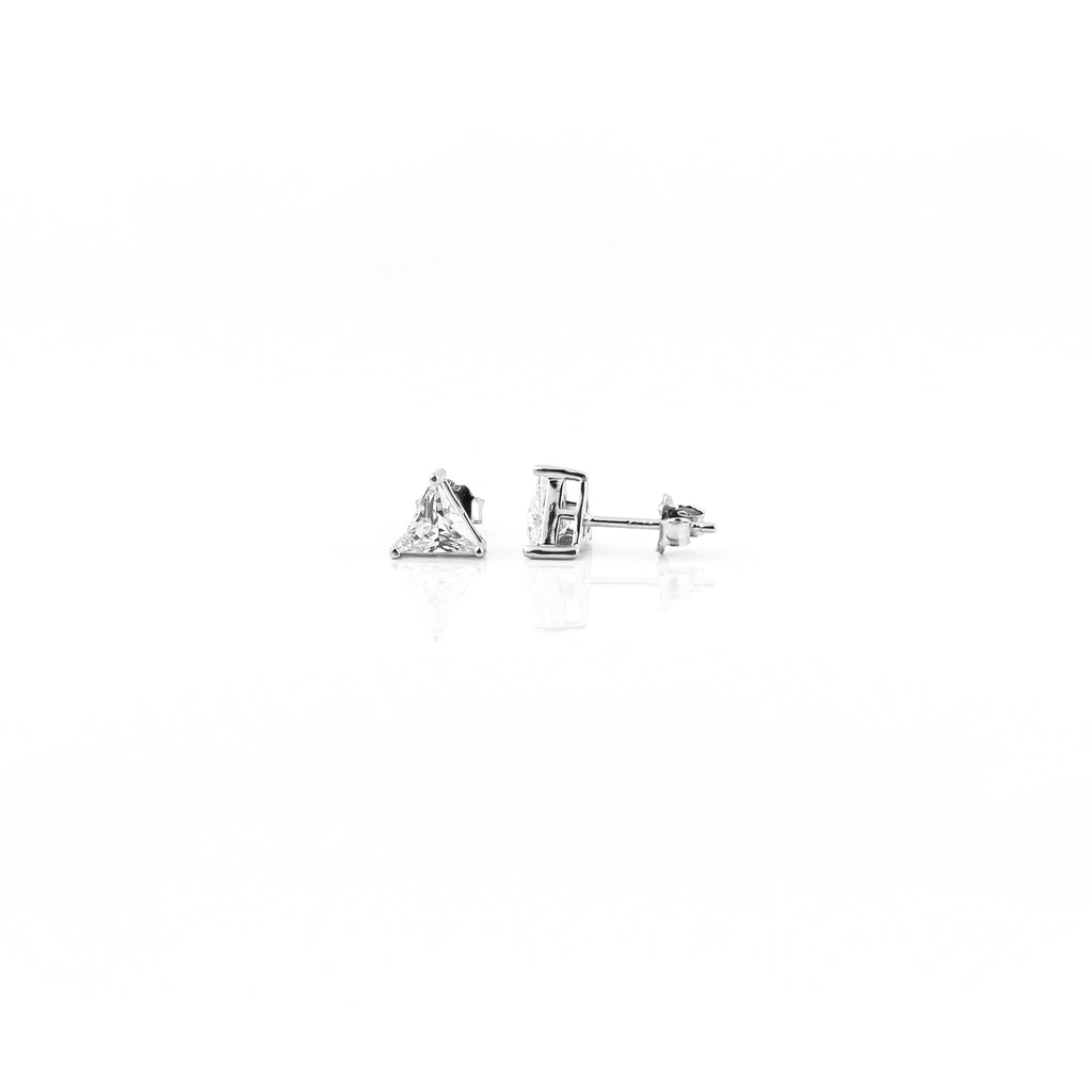Silver Tri-Sparkle Solitaire Earrings