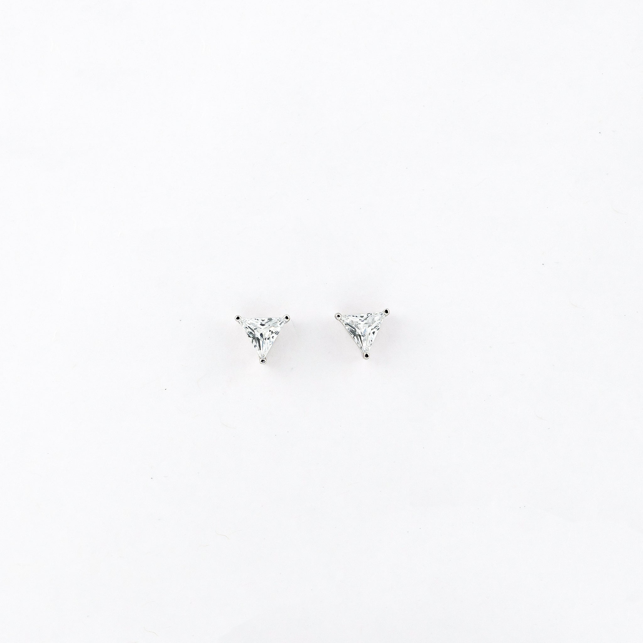 Silver Tri-Sparkle Solitaire Earrings