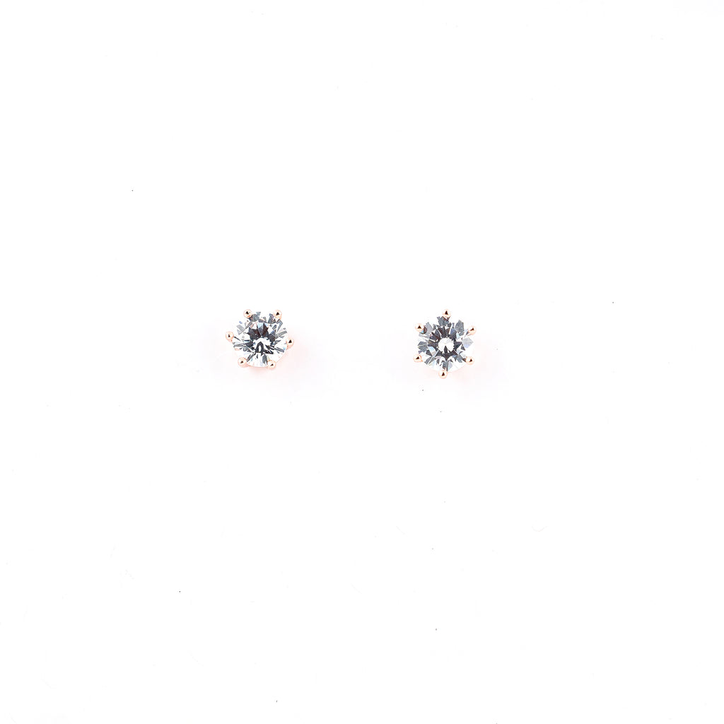 Rose Gold Radiant round Solitaire Earrings