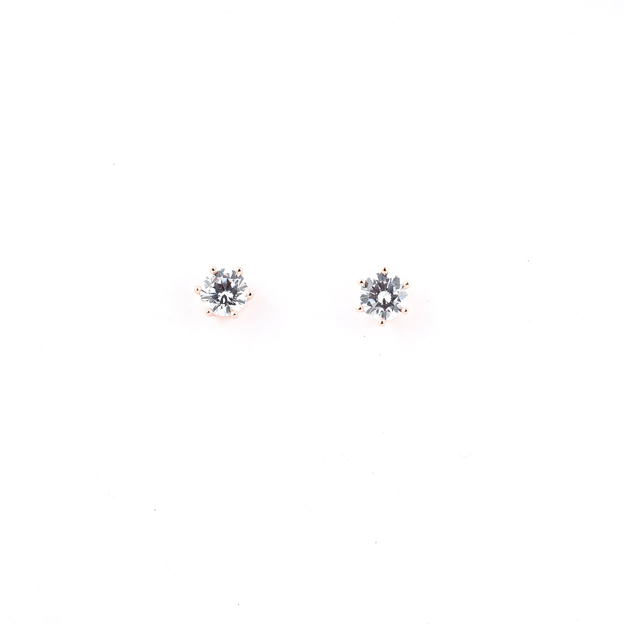 Rose Gold Radiant round Solitaire Earrings