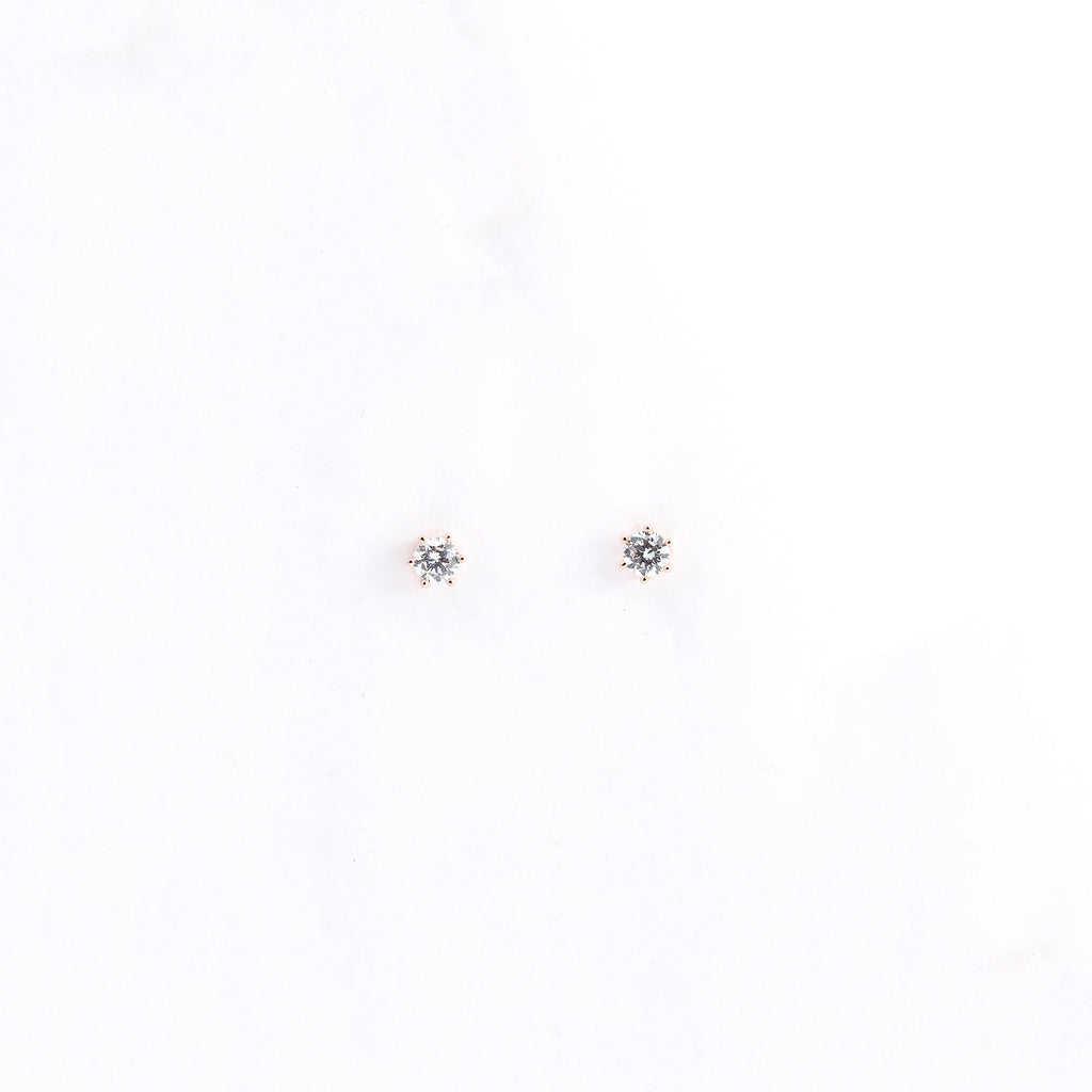 Rose Gold Gleaming round Solitaire Earrings
