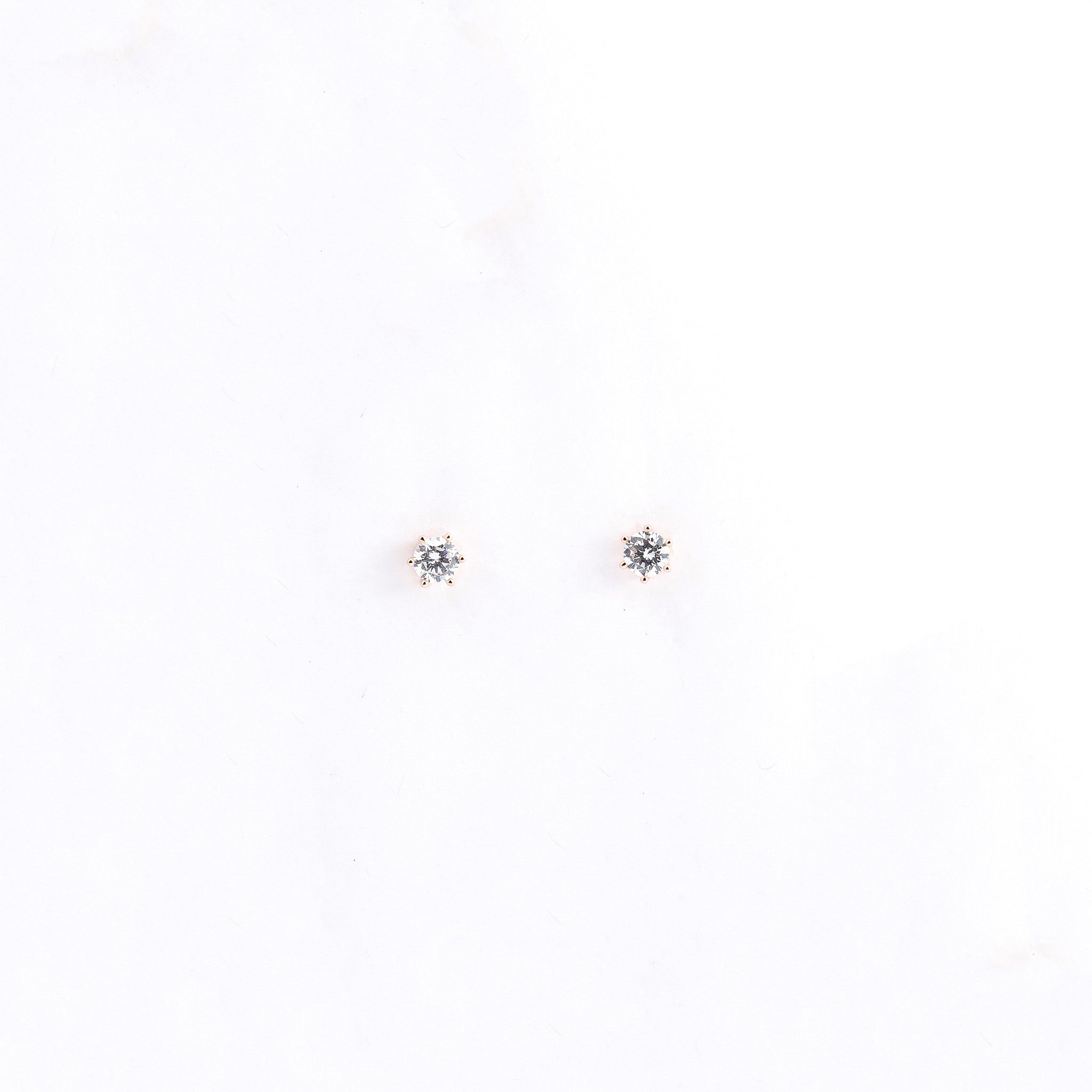 Rose Gold Gleaming round Solitaire Earrings