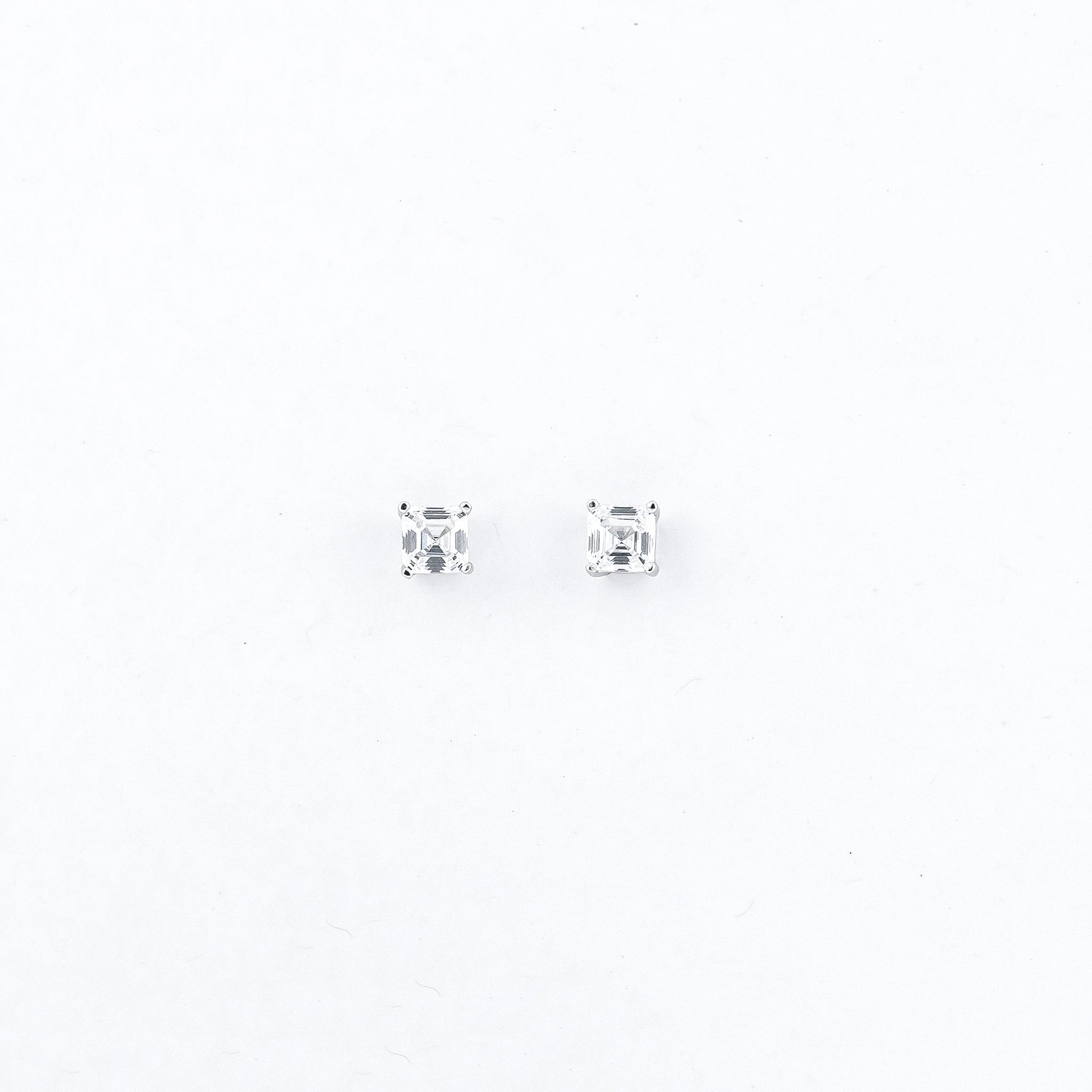 Silver Brilliant Square Solitaire Earrings