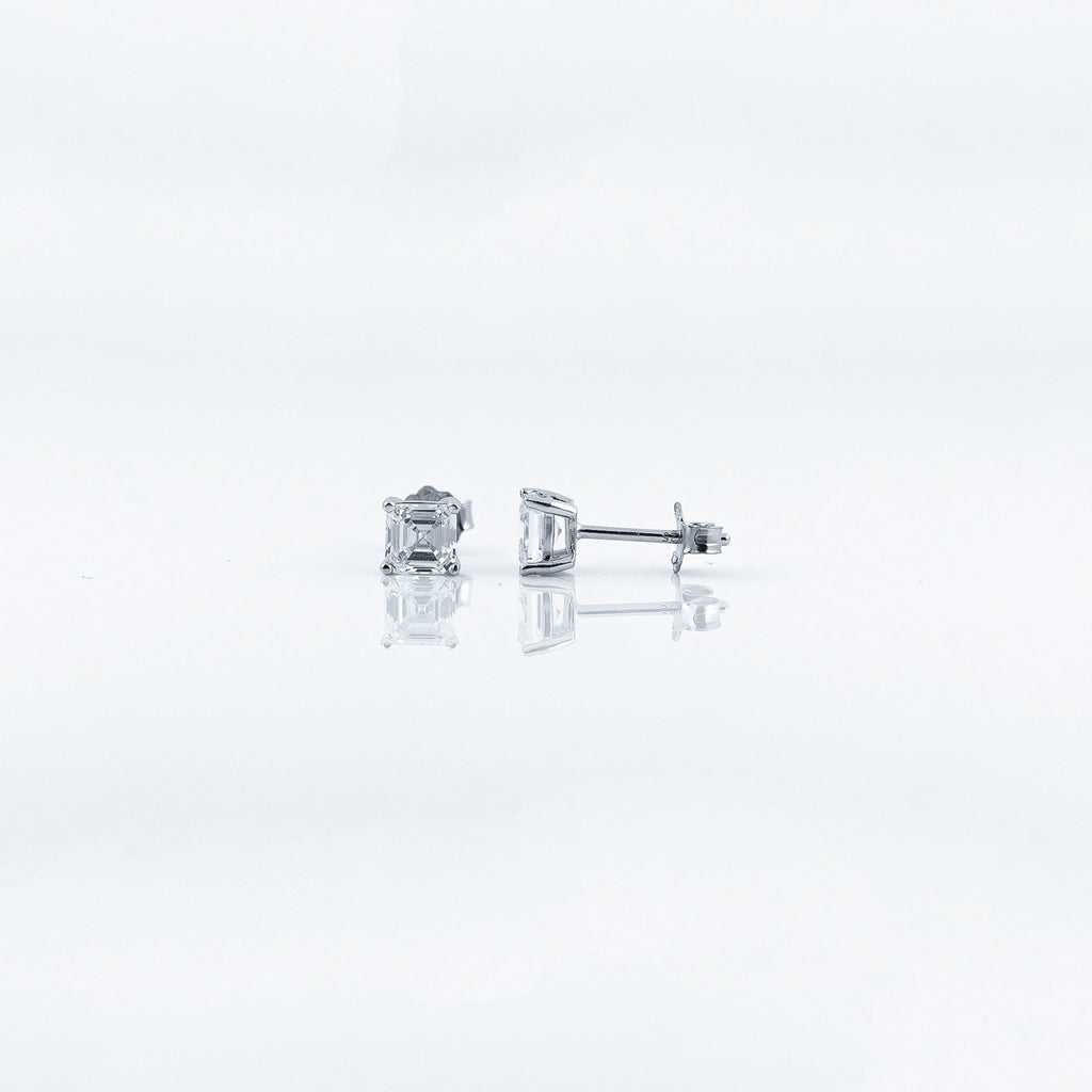 Silver Brilliant Square Solitaire Earrings