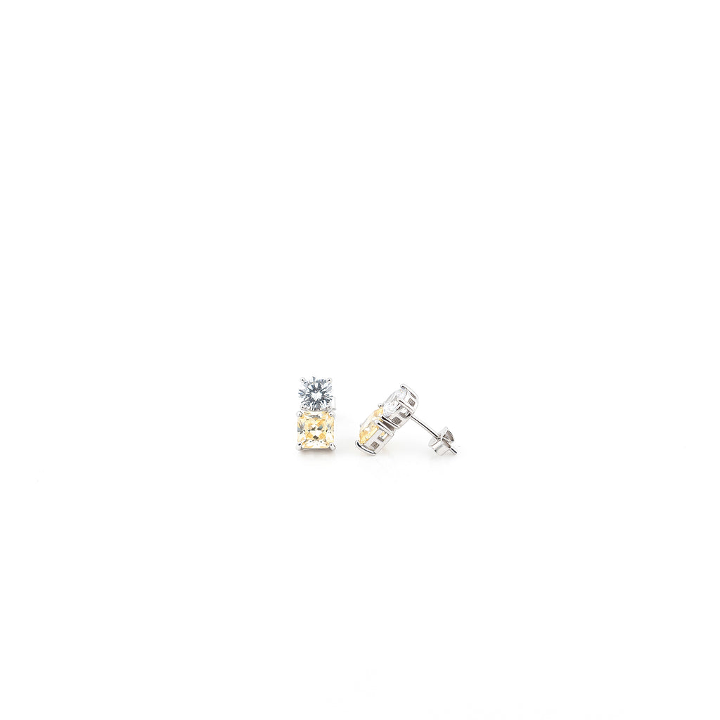 Silver Sunshine Solitaire Earrings