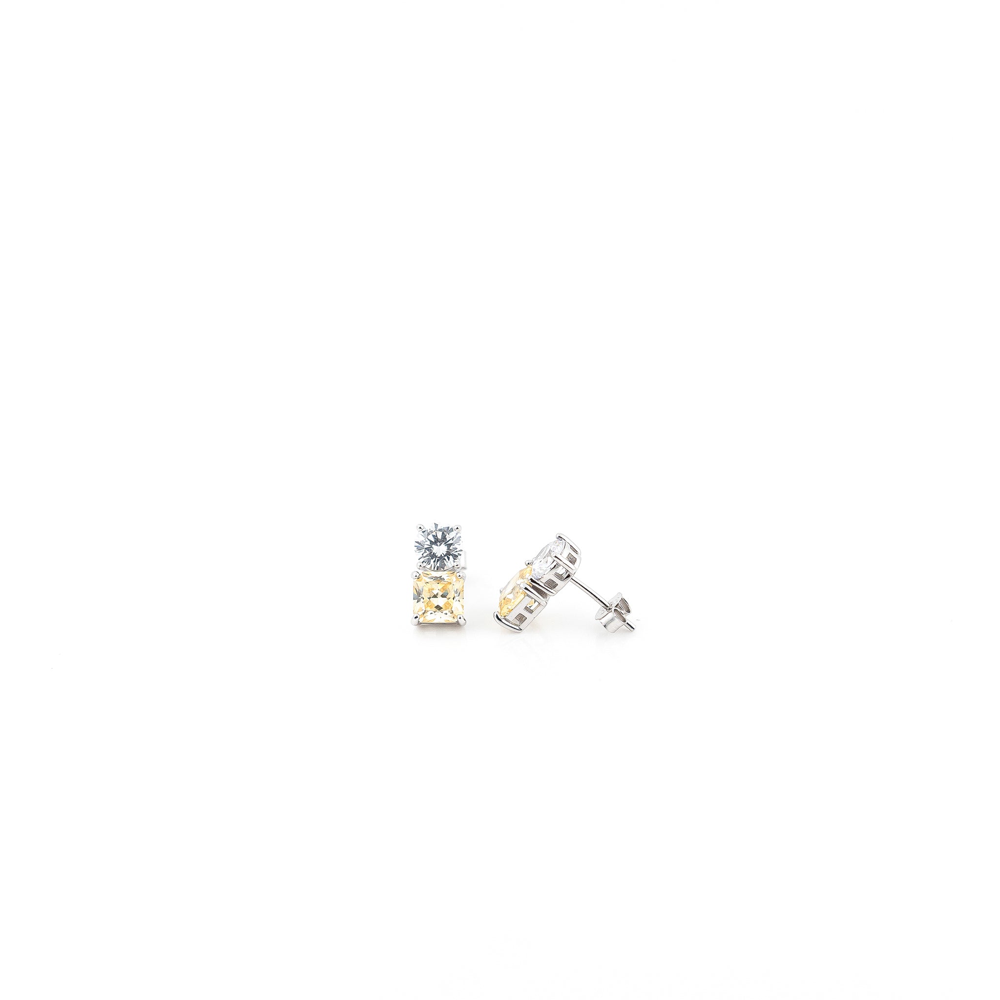 Silver Sunshine Solitaire Earrings